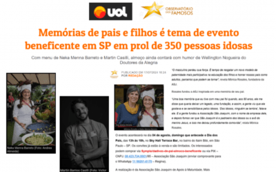 Memórias de pais e filhos é tema de evento beneficente em SP em prol de 350 pessoas idosas
